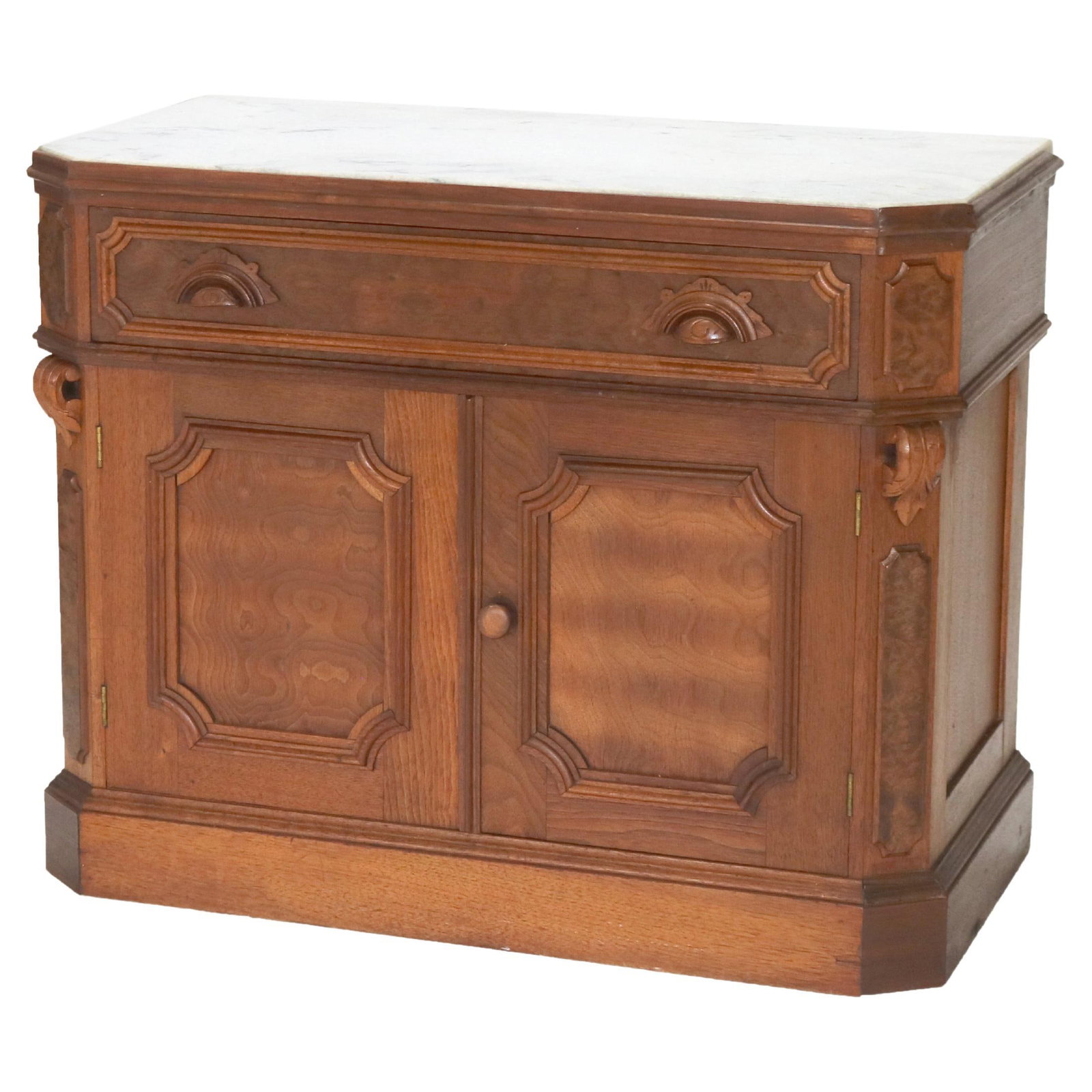 Victorian Walnut Burl Commode with Marble Top C1890 (1 of 18)