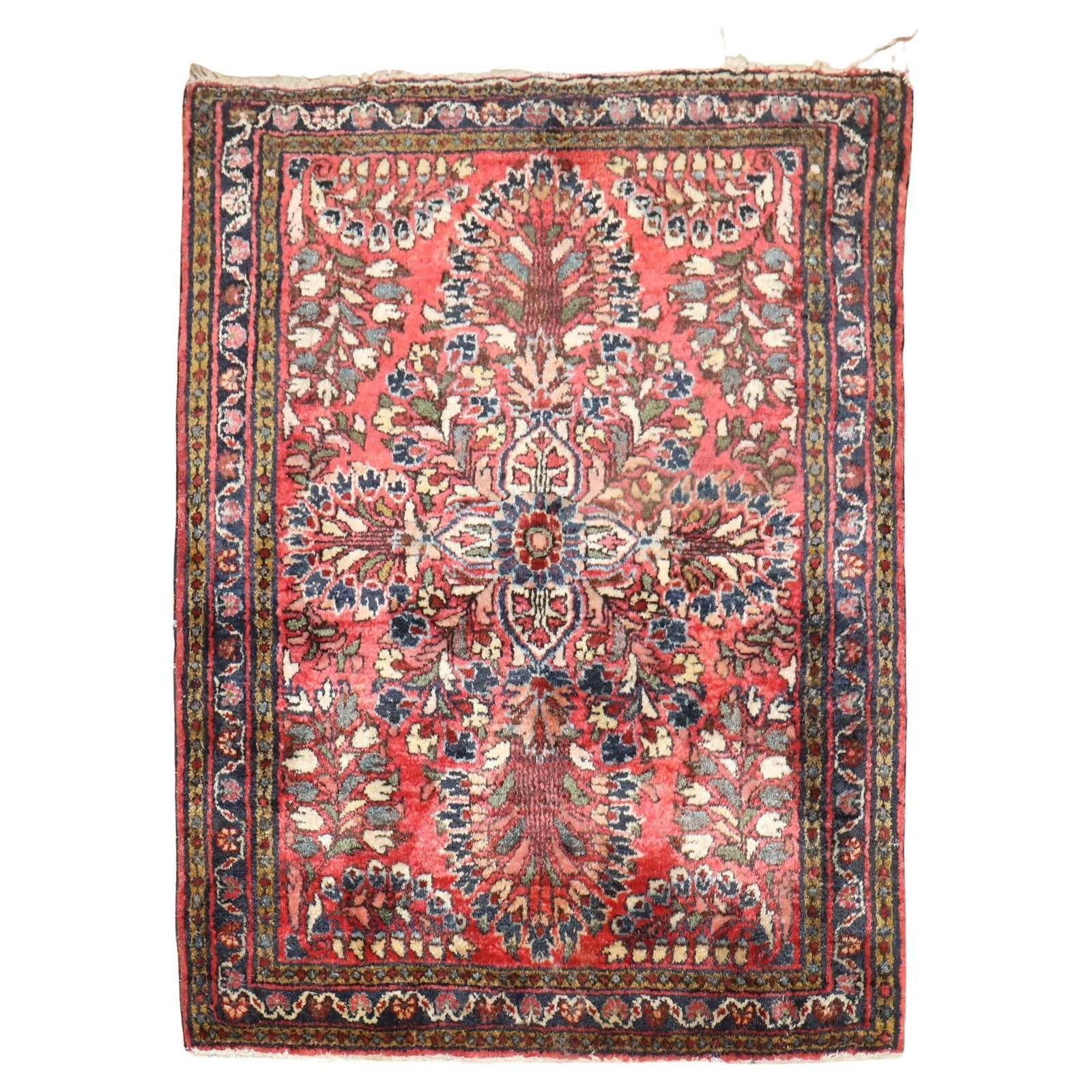 Antique Persian Sarouk Mat Rug Hand-Woven Wool 1'11'' x 2'6'' (1 of 6)