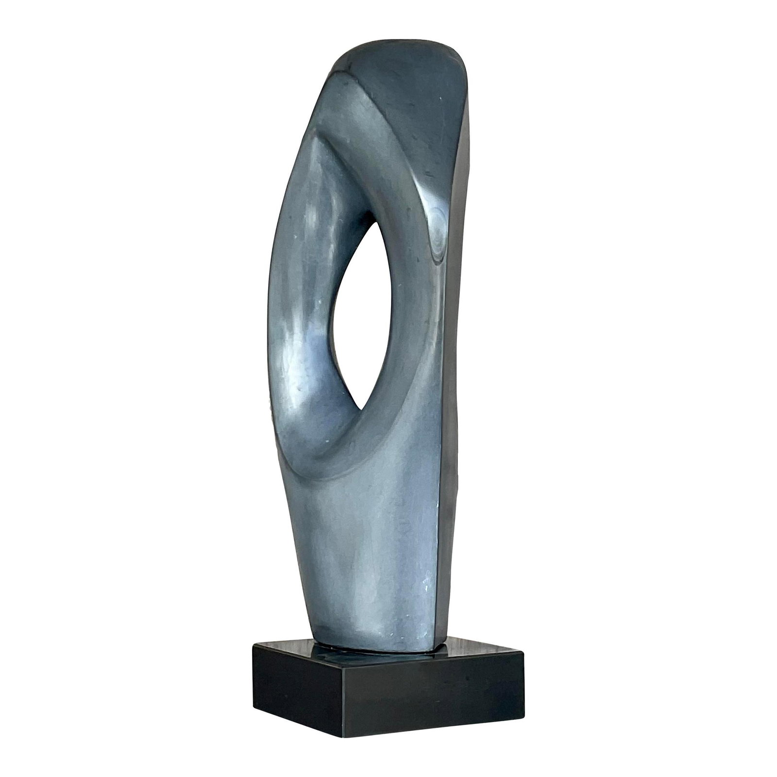 Vintage Abstract Granite Sculpture Organic Shape Charcoal (1 of 9)