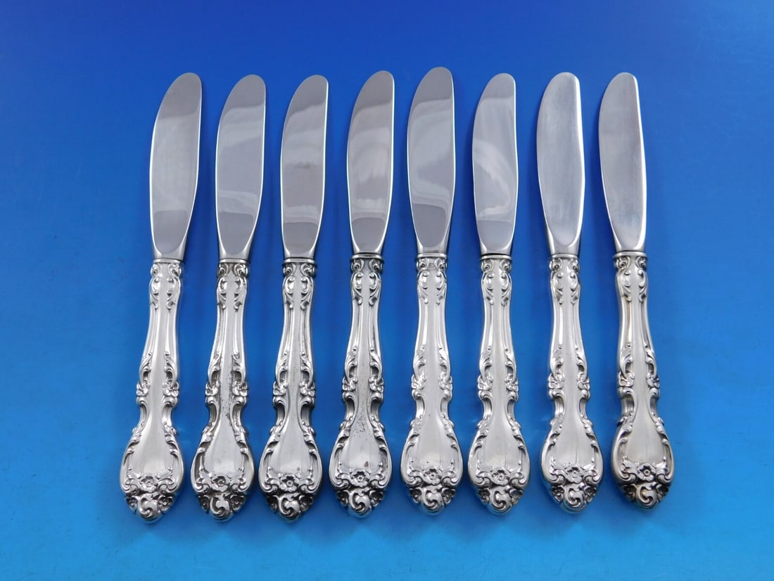 Gorham Melrose Sterling Silver Butter Spreader Set of 8 (1 of 4)