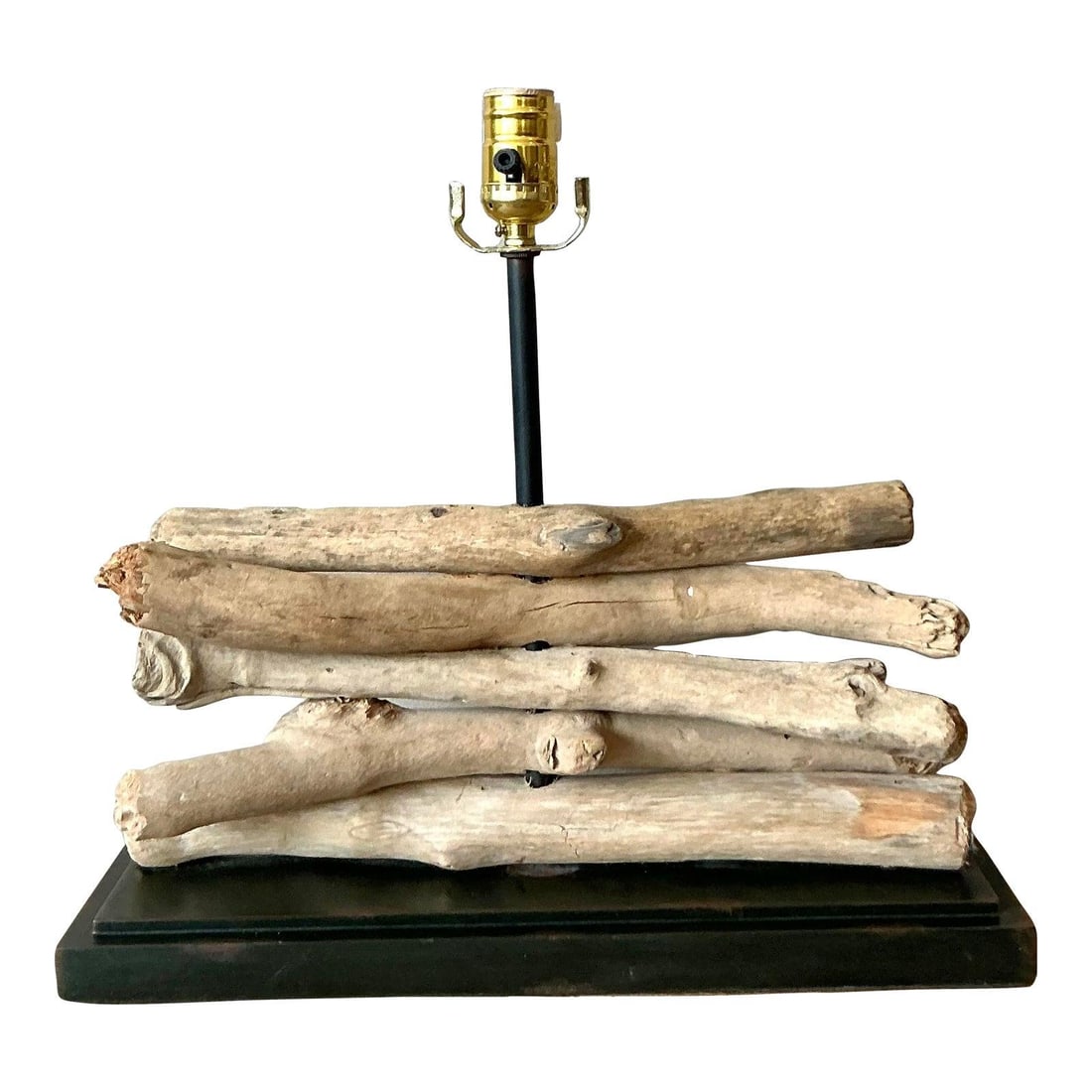 Organic Modern Driftwood Branch Table Lamp on Black Plinth Base (1 of 5)