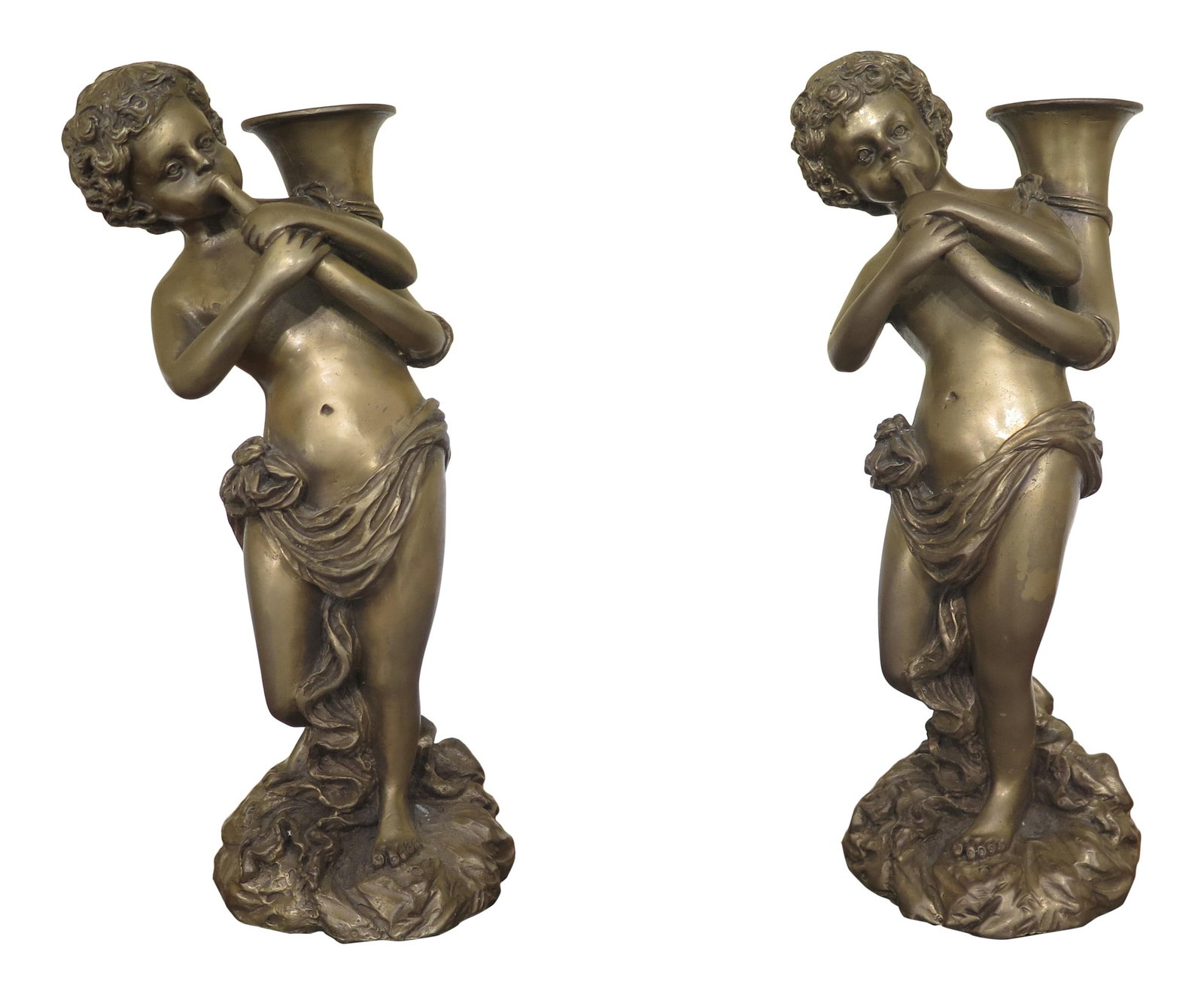 Pair of Decorative Crafts Bronze French Cherub Figurines 12 Inches Tall (1 of 7)