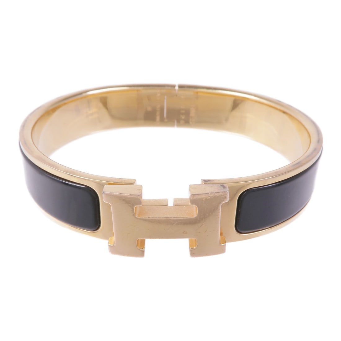 HERMES Clic H Bracelet Black Enamel Gold Metal (1 of 10)