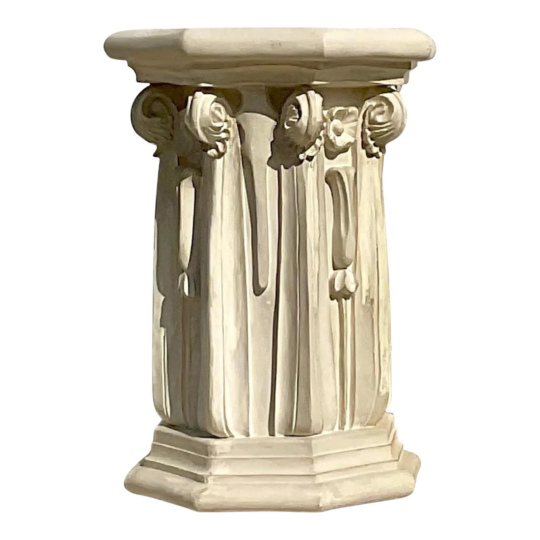 Vintage Neoclassical Alabaster Plaster Pedestal with Scroll Detailing (1 of 10)