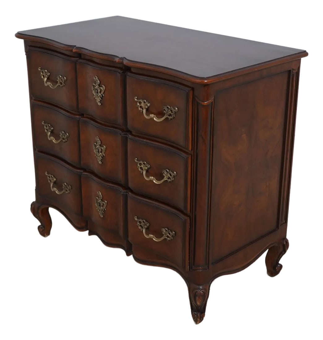 French Provincial Walnut 3 Drawer Chest with Scrolled Feet (1 of 10)