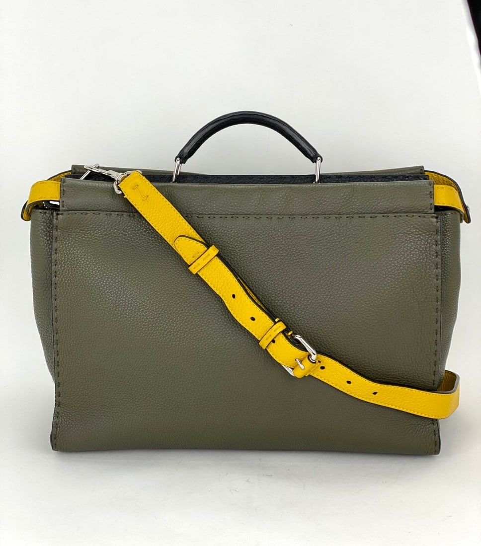 Fendi Peekaboo Iconic Essential Green Leather Briefcase (1 of 15)