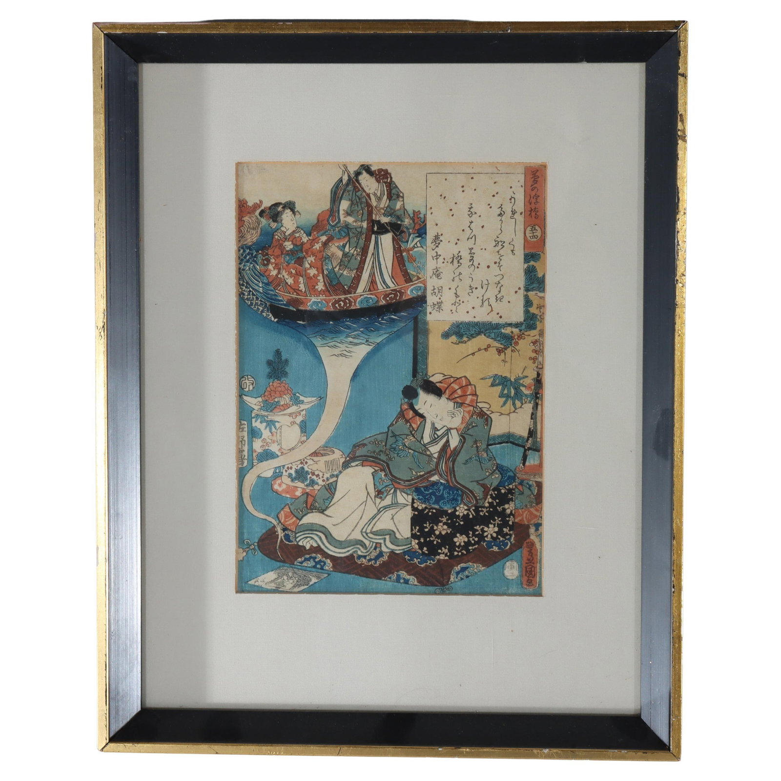 19th Century Japanese Woodblock Print by Kuniyoshi The Floating Bridge Of Dreams (1 of 8)