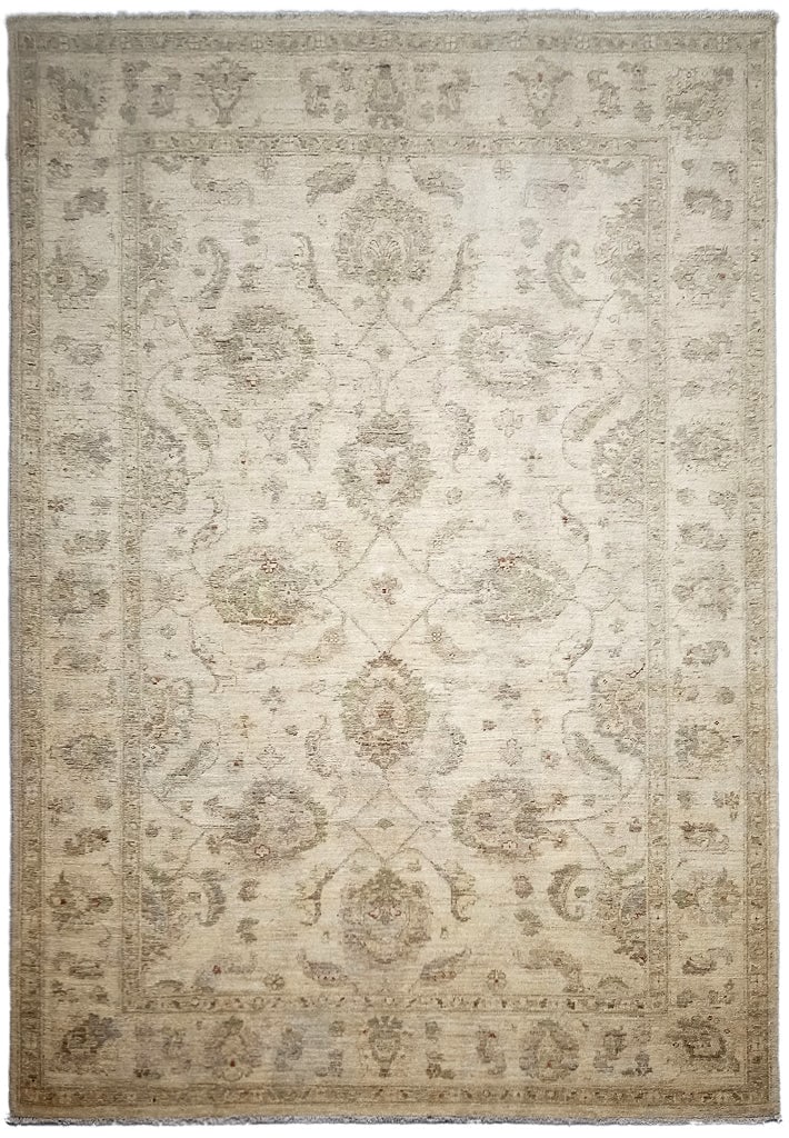 5.9 x 7 Hand-Knotted Peshawar Ghazni Wool Area Rug from Pakistan: 5.9 x 7 Hand-Knotted Peshawar Ghazni Wool Area Rug from Pakistan Free continental US Shipping Discover the elegance of the Peshawar Ghazni Wool Rug in a generous 5.9 x 7 ft size, meticulously handwove