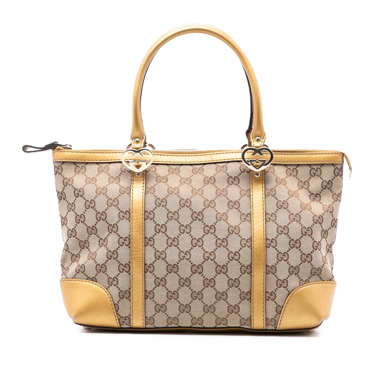 Gucci GG Canvas Lovely Tote Bag with Leather Trim Beige (1 of 7)