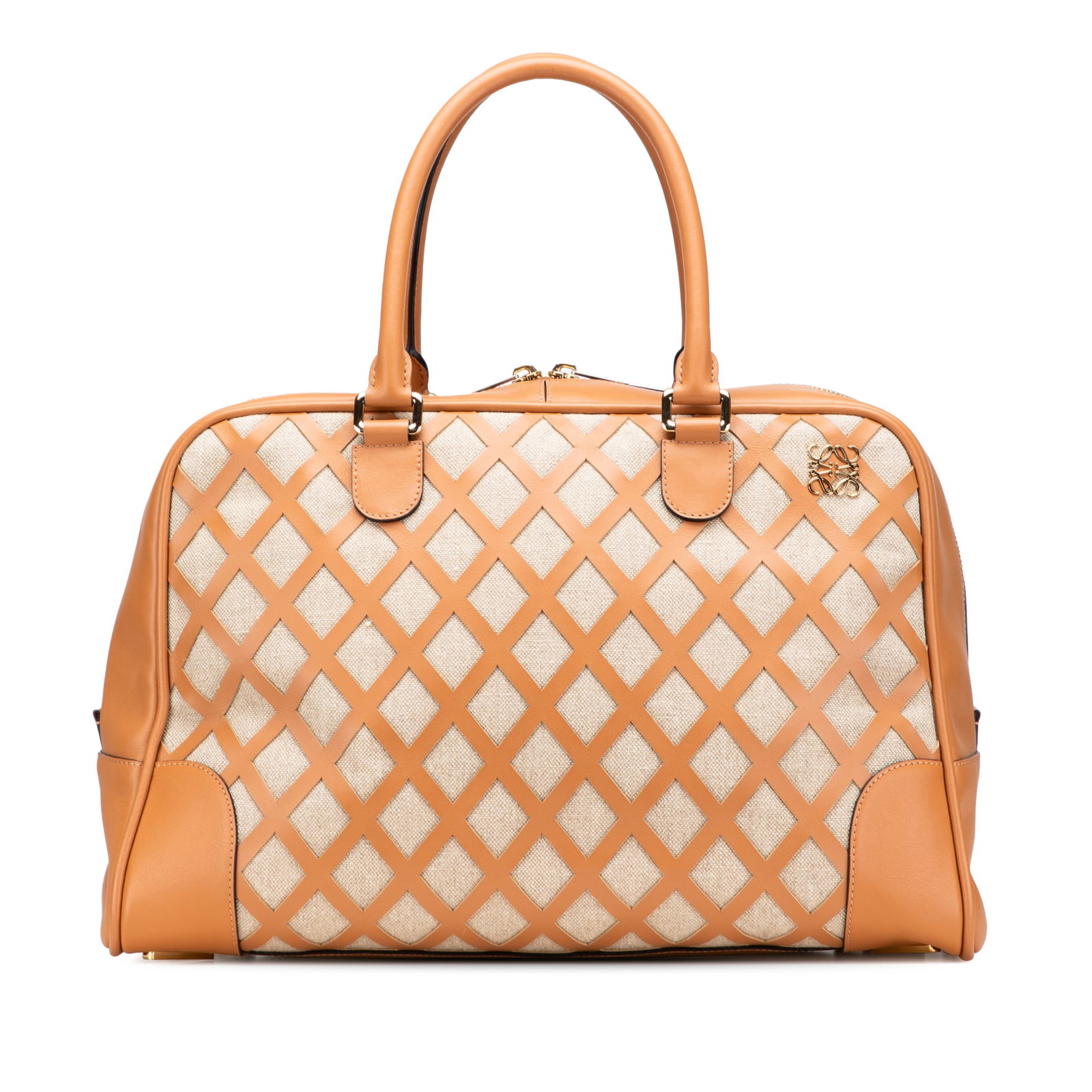 LOEWE Amazona 75 Extra Large Leather Canvas Travel Bag Brown (1 of 12)