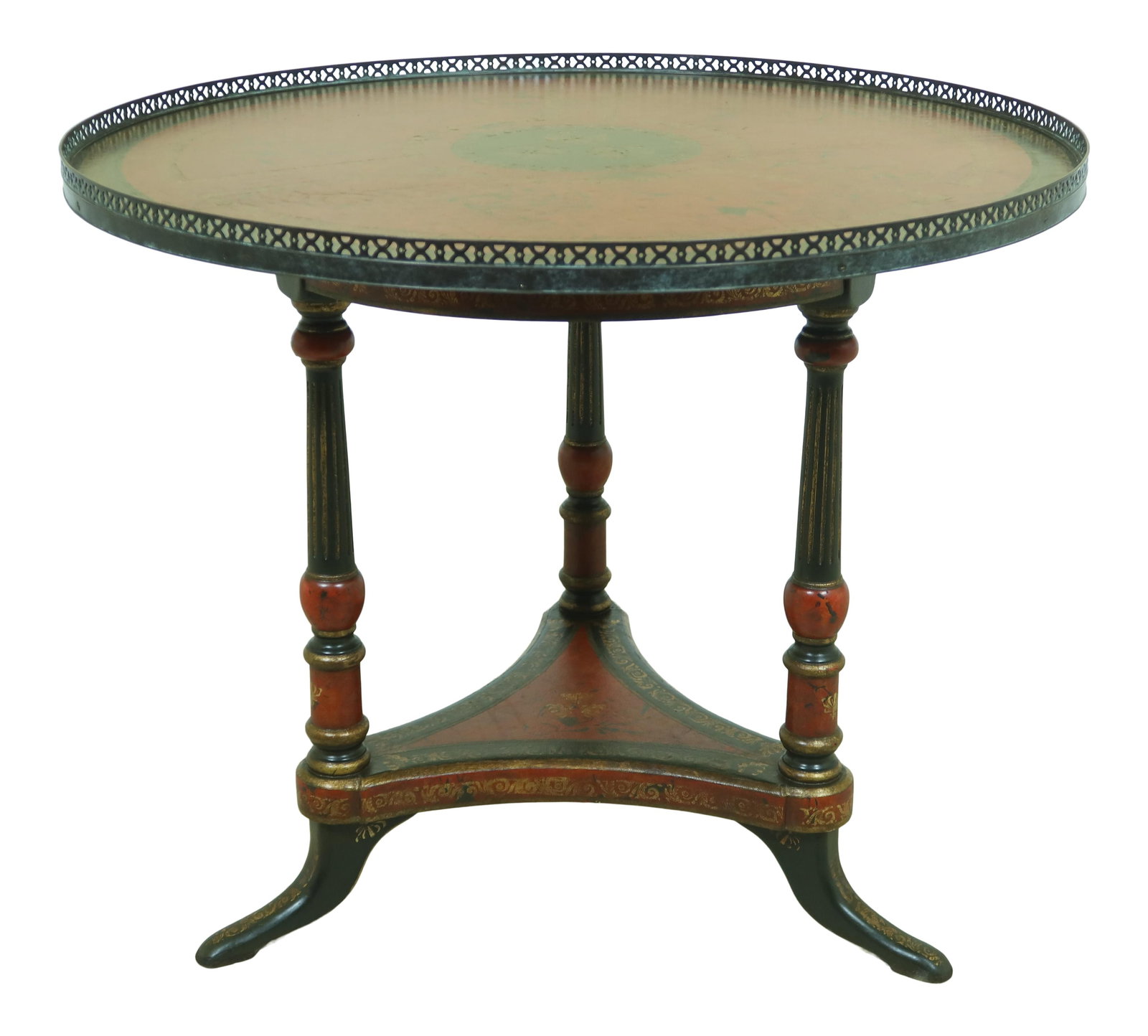 Maitland Smith Regency Leather Wrapped Center Table with Brass Edge (1 of 10)