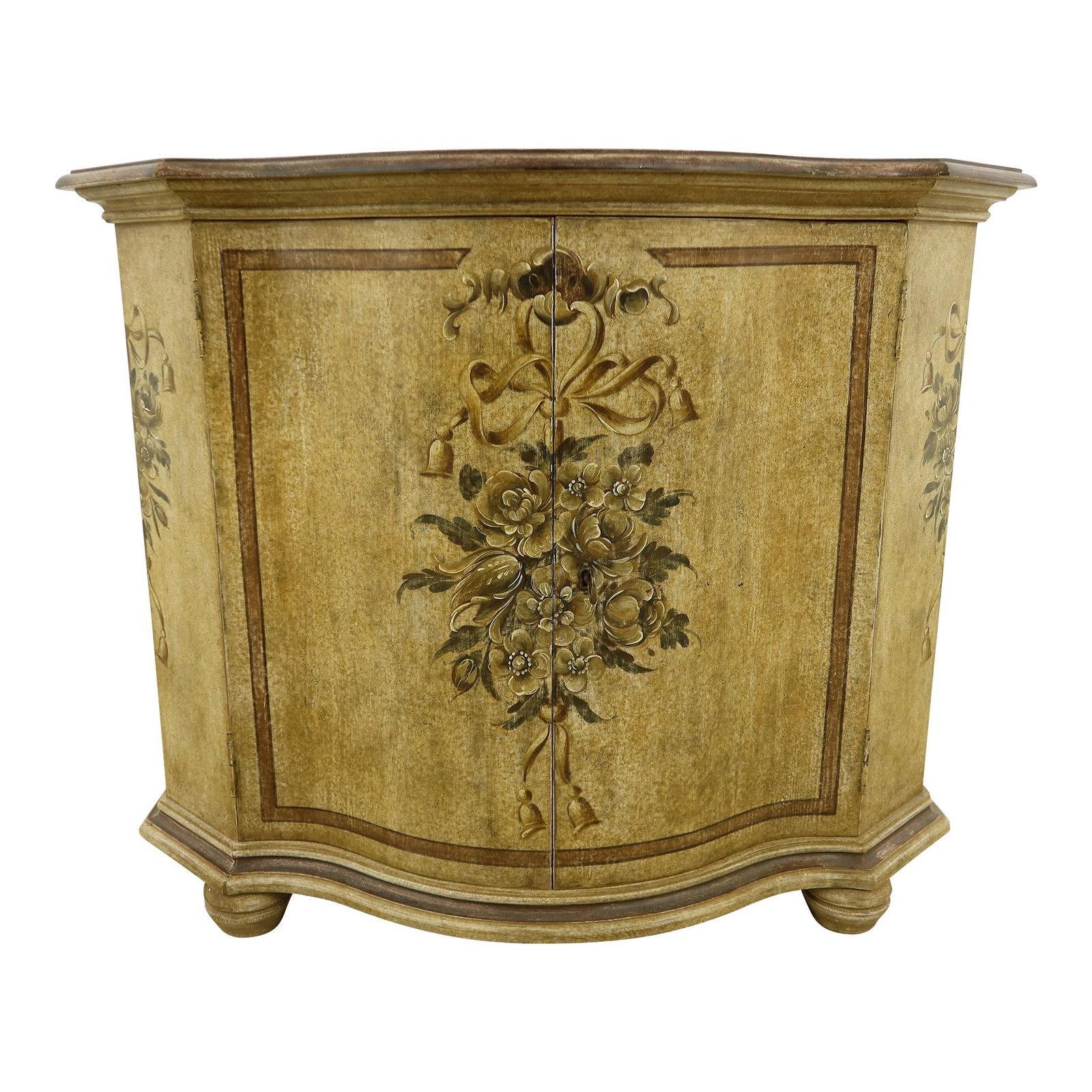 Italian Decorative Crafts Painted Cabinet with Key Locking Doors (1 of 10)