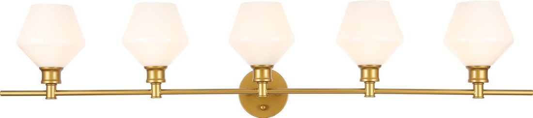 Elegant Lighting Gene Mid-Century Wall Lamp Brass Frosted White 5 Bulbs UL-Listed (1 of 1)