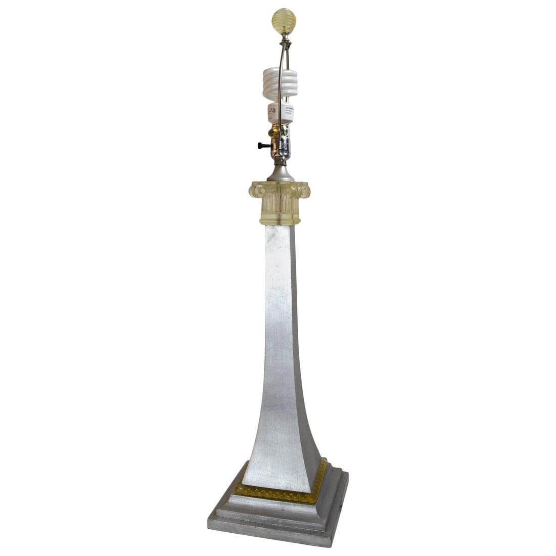 Elegant Silver Gilt Cast Resin Column Table Lamp with Shade (1 of 10)