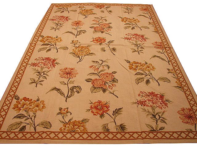 6' x 9' Beige Hand-Knotted Needlepoint Area Rug from China (1 of 6)