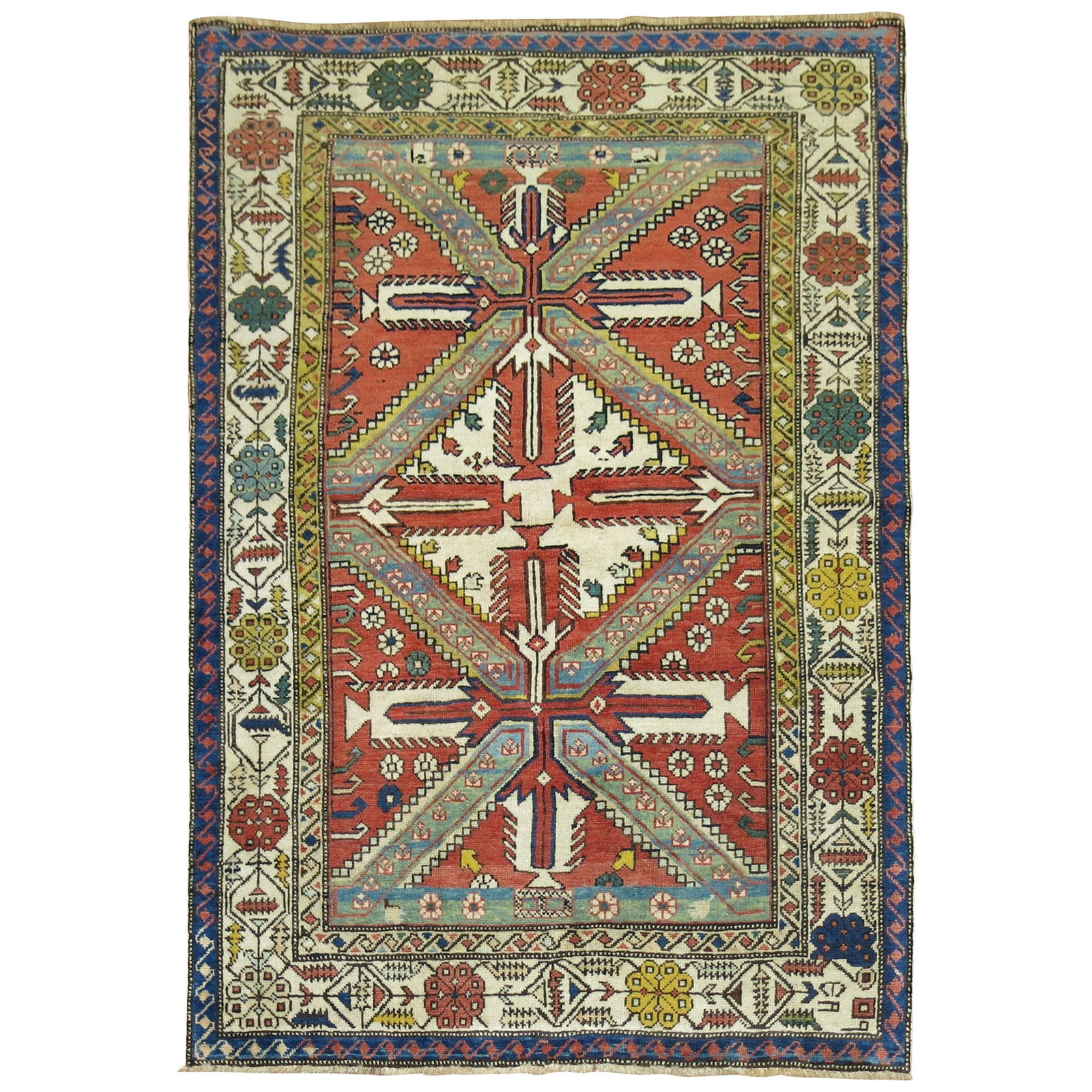 Antique 1910 Caucasian Shirvan Kazak Wool Rug 3'8 x 4'10 (1 of 11)