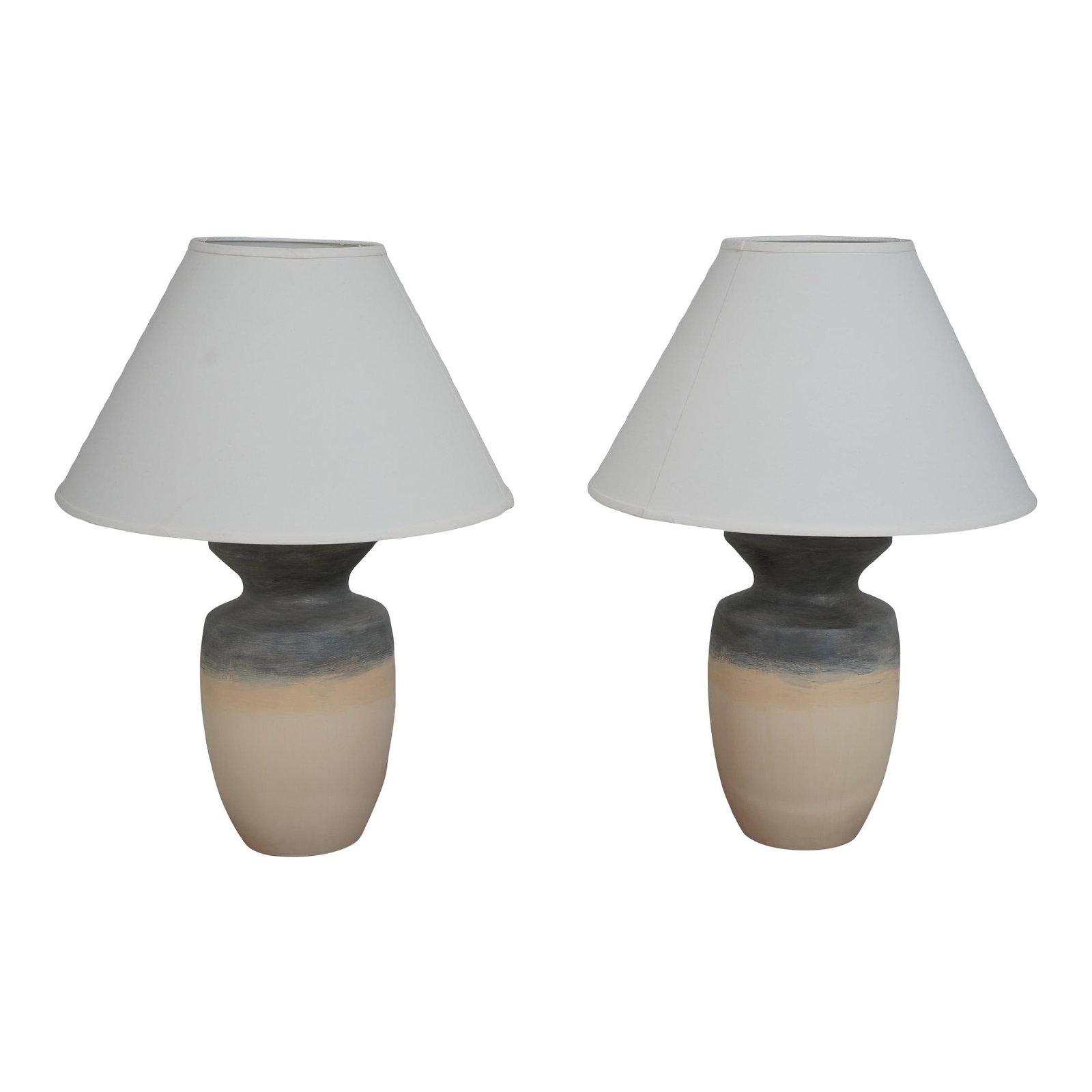 Elegant Pair of White Ceramic Modern Table Lamps 30 Inch (1 of 10)