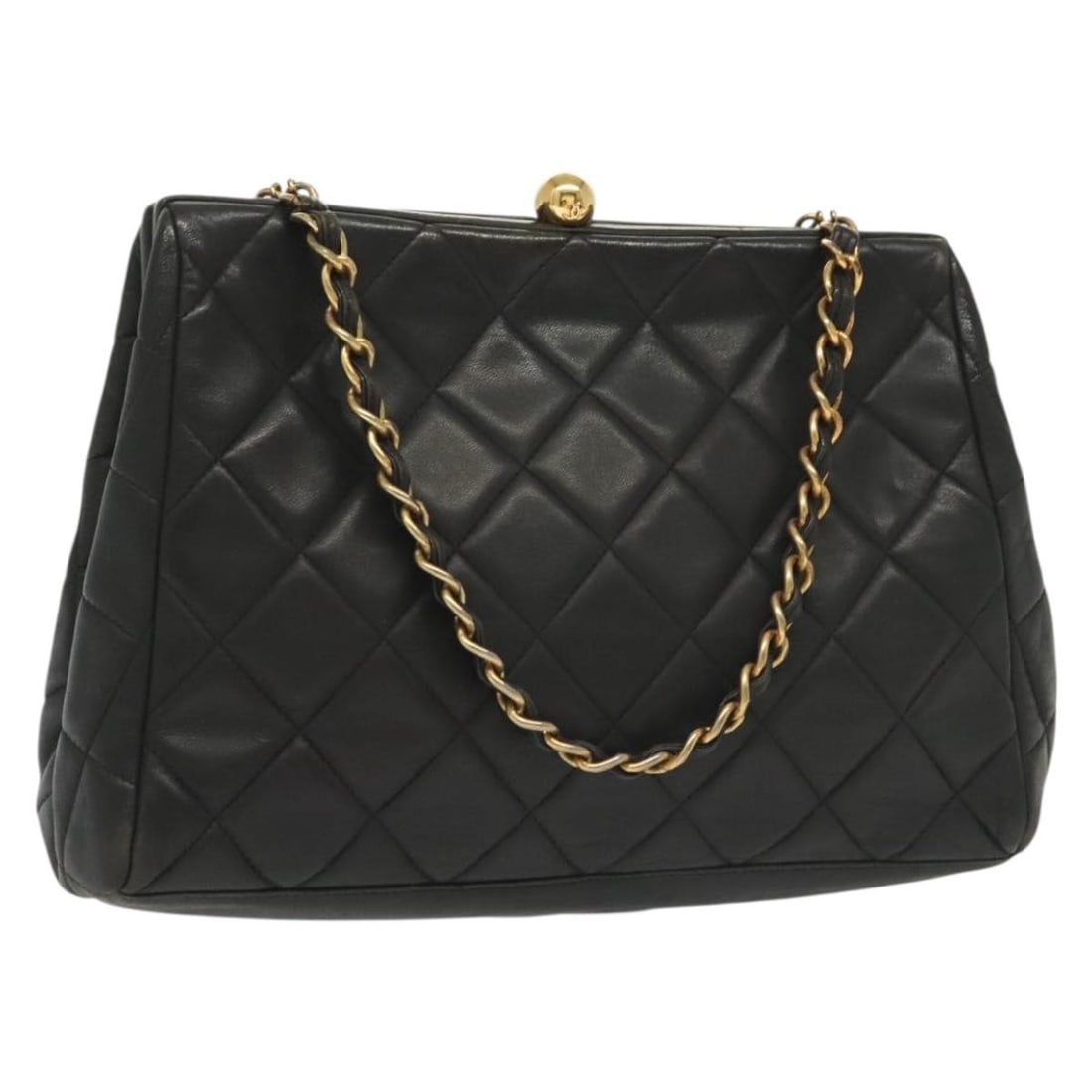 Chanel Quilted Lambskin Black Leather Vintage Chain Frame Bag (1 of 18)