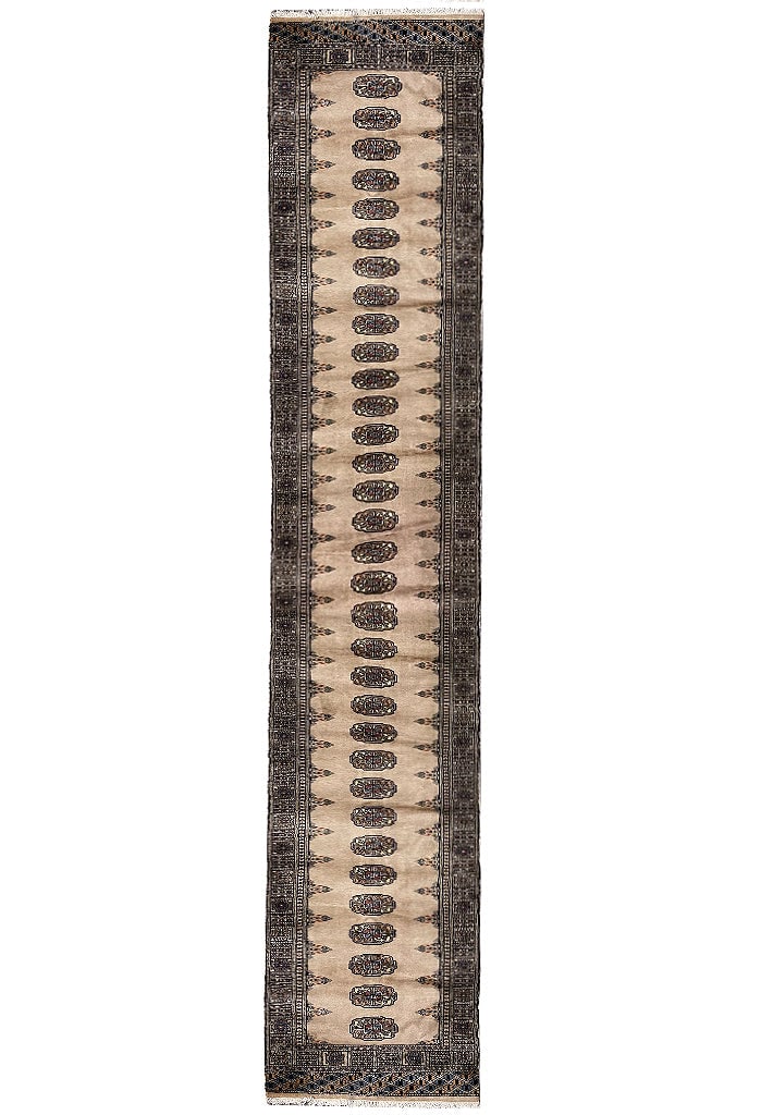 16' Handmade Bokhara Beige Wool Runner Rug from Pakistan (1 of 8)