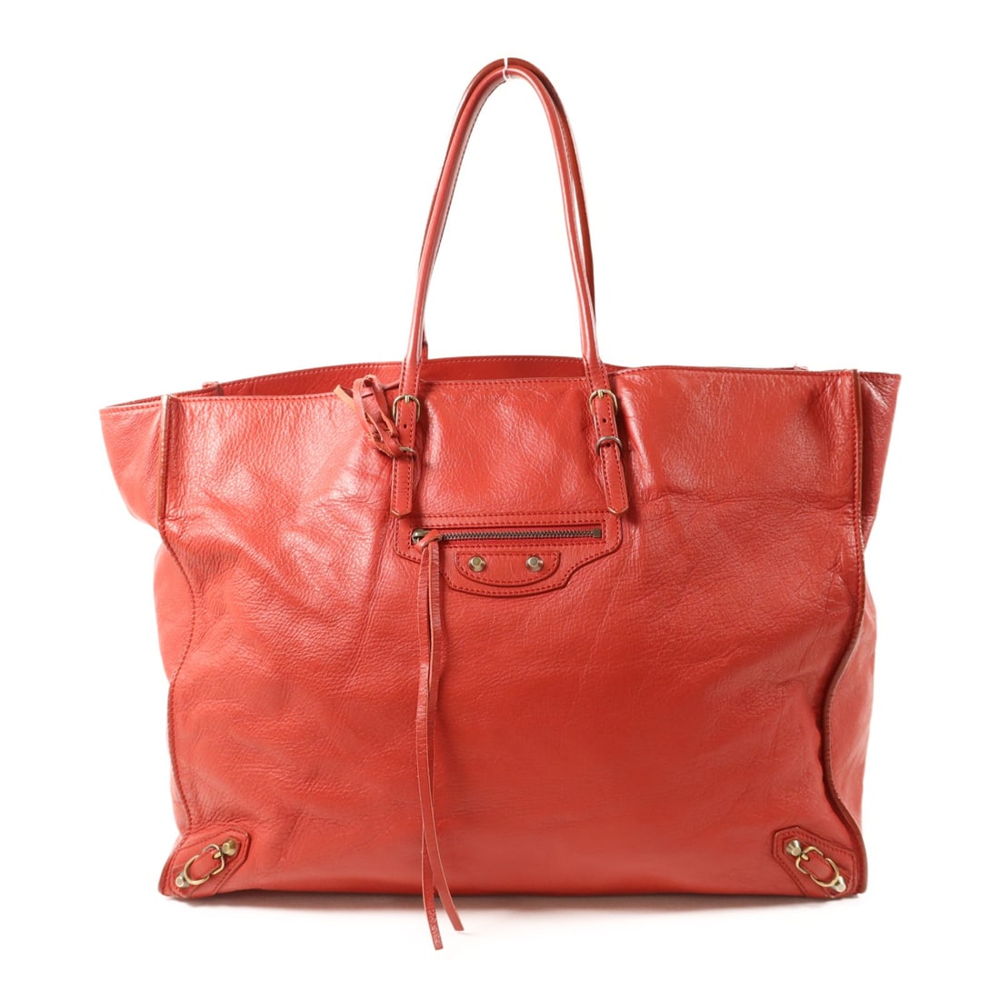 Balenciaga Papier A4 Tote Red Lambskin Handbag with Gold Hardware (1 of 18)