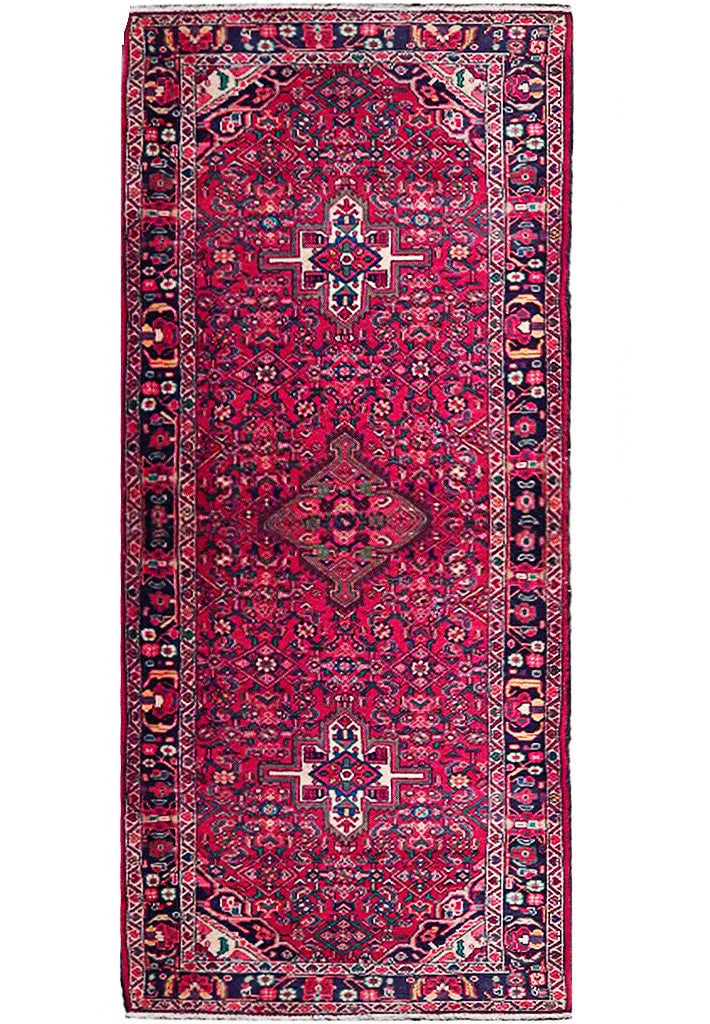 3.6 x 11 Red Semi-Antique Persian Herati Runner Rug Handmade in Iran (1 of 6)