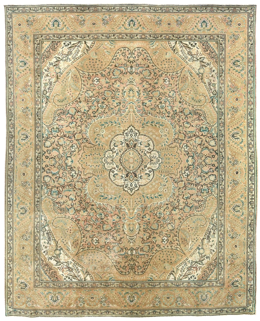 Vintage Hand-Knotted Oriental Rug 9'9 x 12'1 Distressed Floral Wool: Vintage Hand-Knotted Oriental Rug 9'9 x 12'1 Distressed Floral Wool This semi-antique vintage oriental rug is a stunning addition to any space, featuring a distressed muted medallion design in an arra