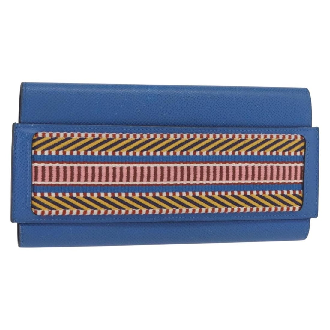 HERMES Passant Long Wallet Leather Blue Auth C SI 009 DB (1 of 18)