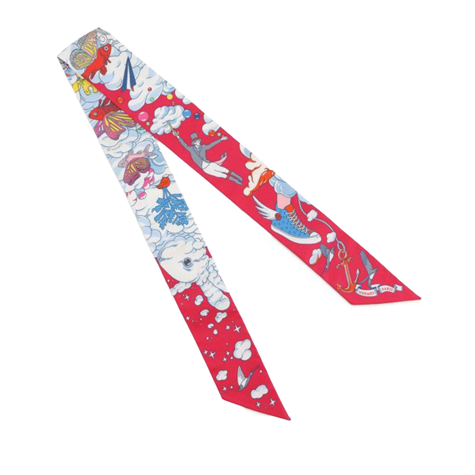 Hermes Pink Sur Mon Nuage Silk Twilly Accessory Scarf (1 of 7)