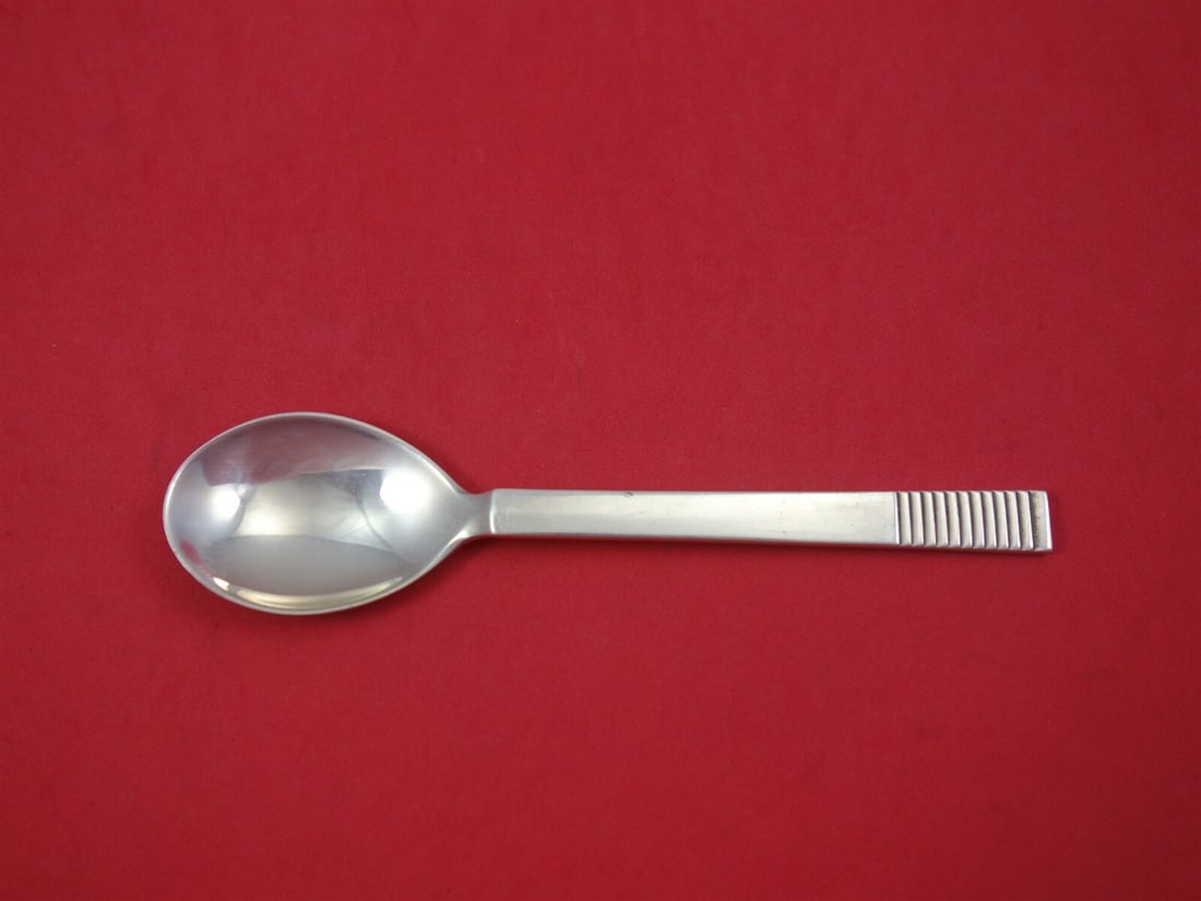 Georg Jensen Parallel Sterling Silver Dessert Spoon 6 5/8 inches GI Mark (1 of 1)
