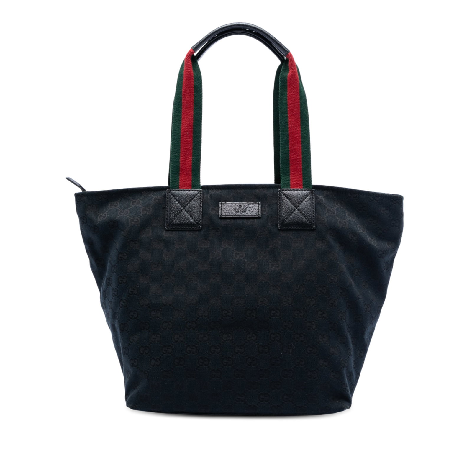 Gucci GG Canvas Web Black Tote Bag with Leather Trim (1 of 7)