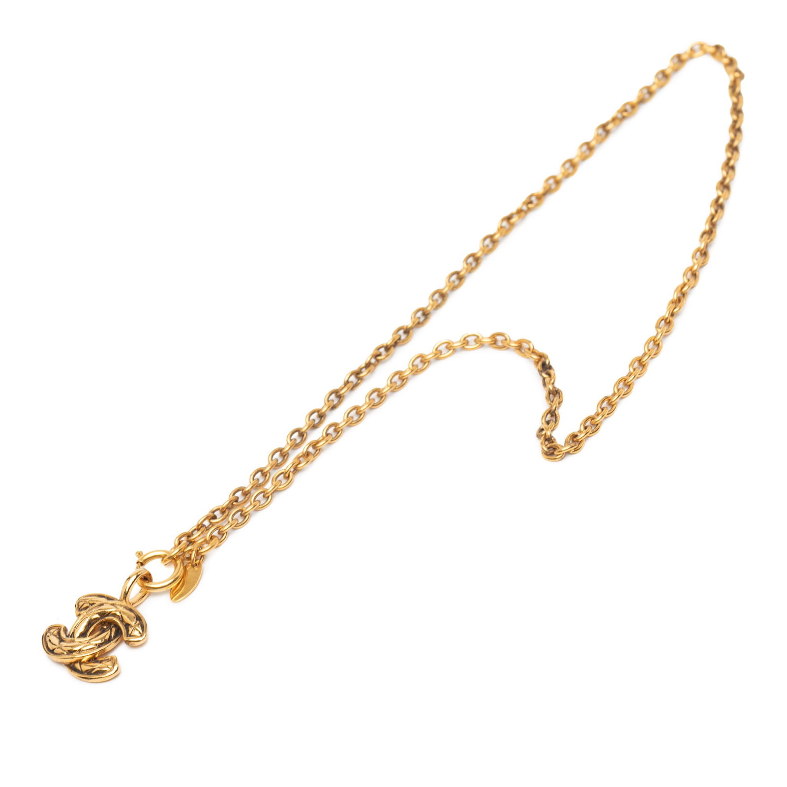Chanel Gold Plated Quilted CC Pendant Necklace France (1 of 7)