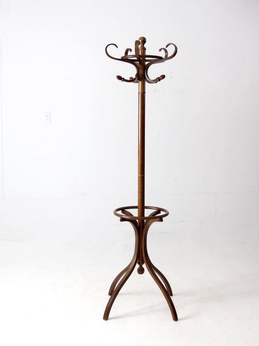 Vintage Bentwood Coat Rack with Revolving Top and Umbrella Stand (1 of 7)