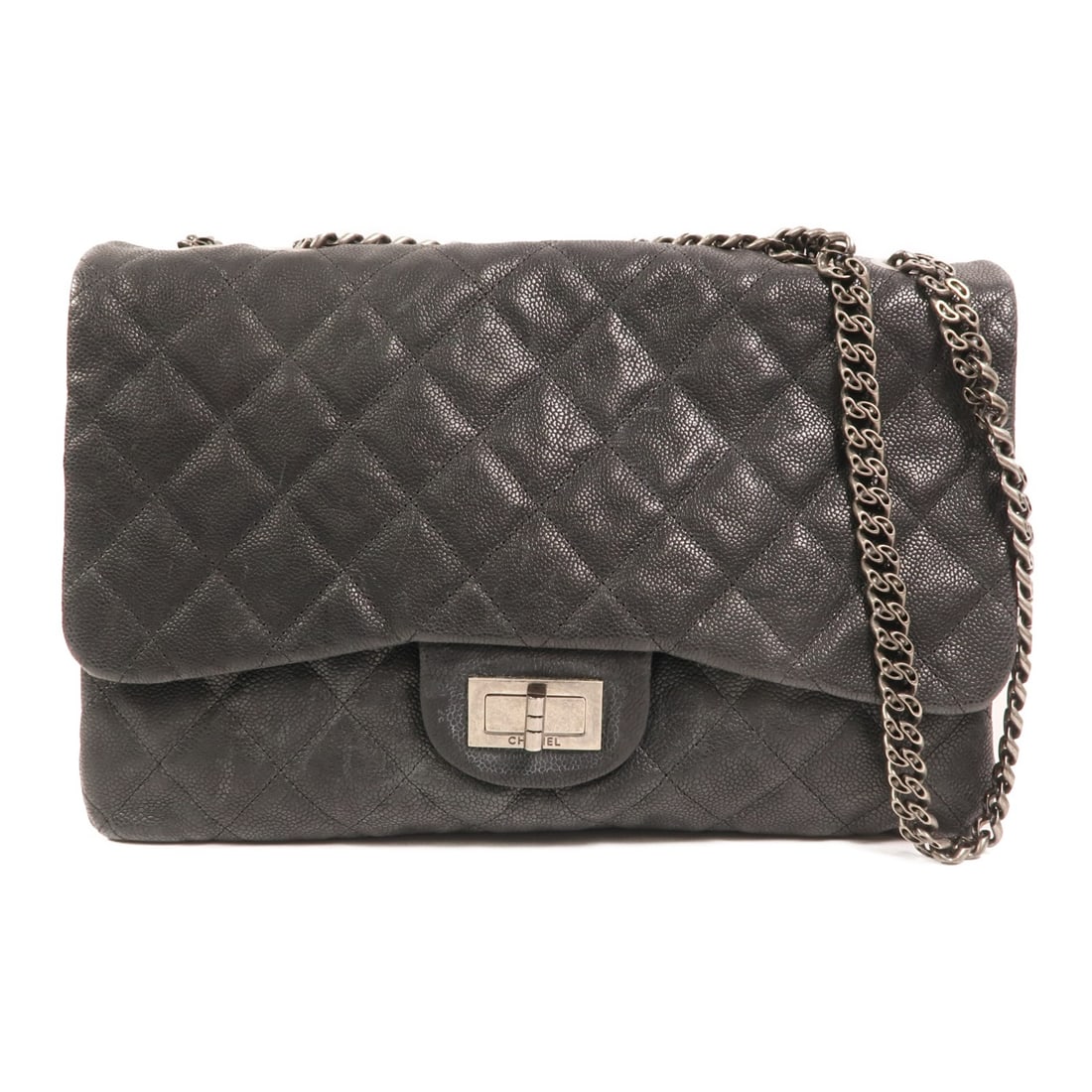 Chanel 2.55 Black Calfskin Leather CC Flap Shoulder Bag (1 of 18)