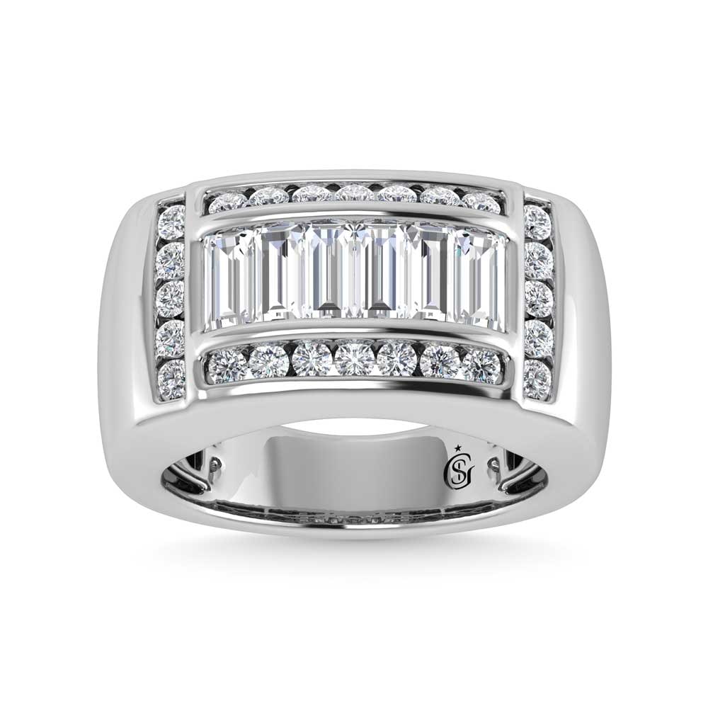14K White Gold Lab Grown Diamond 2 1/6 Ct.Tw. Mens Ring: 14K White Gold Lab Grown Diamond 2 1/6 Ct.Tw. Mens Ring 14K White Gold Lab Grown Diamond 2 1/6 Ct.Tw. Mens Ring 14k White Gold Stone Color: D-f Stone Clarity: Vs Each ring is presented in standard