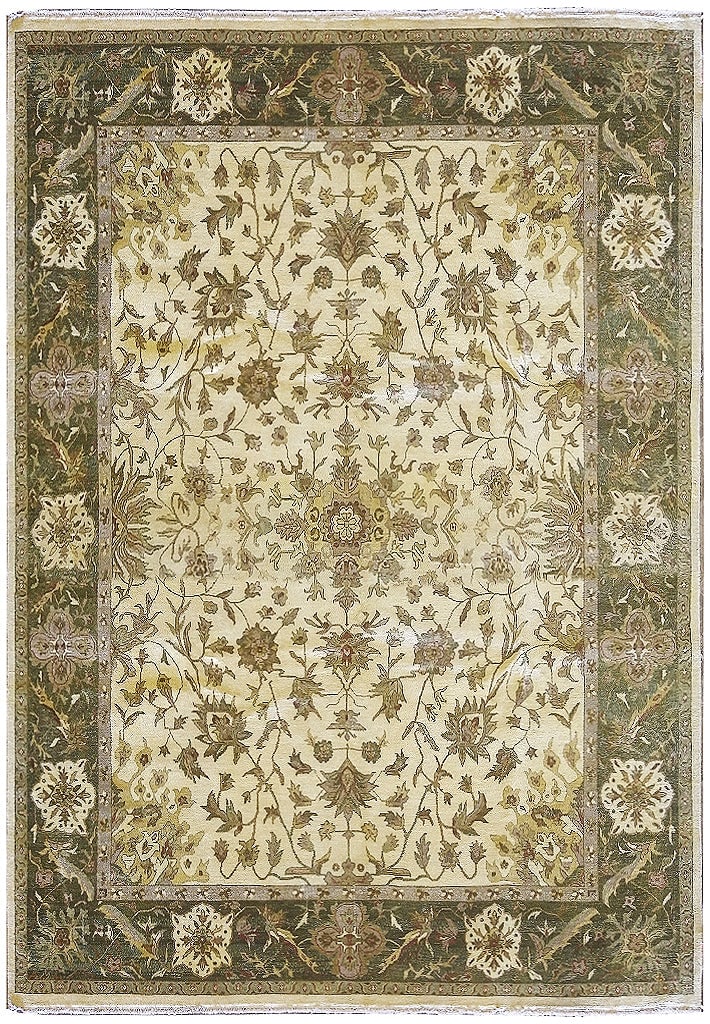 8 x 10 Handwoven Ivory Green Wool Area Rug with Vegetable Dyes (1 of 12)