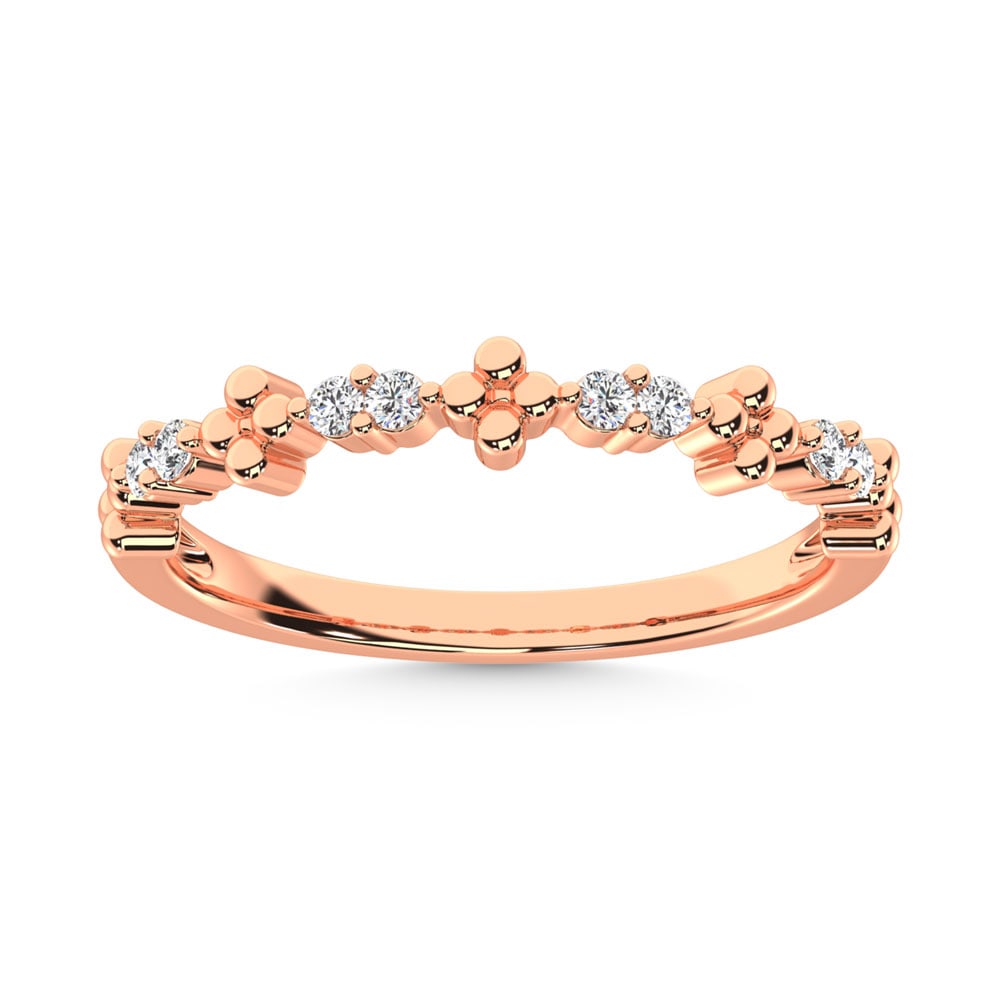 14K Rose Gold Diamond 1/6 Ct.Tw. Stackable Ring: 14K Rose Gold Diamond 1/6 Ct.Tw. Stackable Ring 14k Rose Gold Stone Color: G-h Stone Clarity: Si2 Each ring is presented in standard size 6.5. Complimentary resizing is available between sizes 510 (in