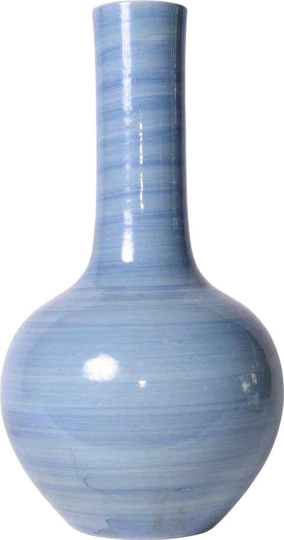 Handmade Lake Blue Ceramic Porcelain Globular Vase 18H x 9W x 9D (1 of 1)
