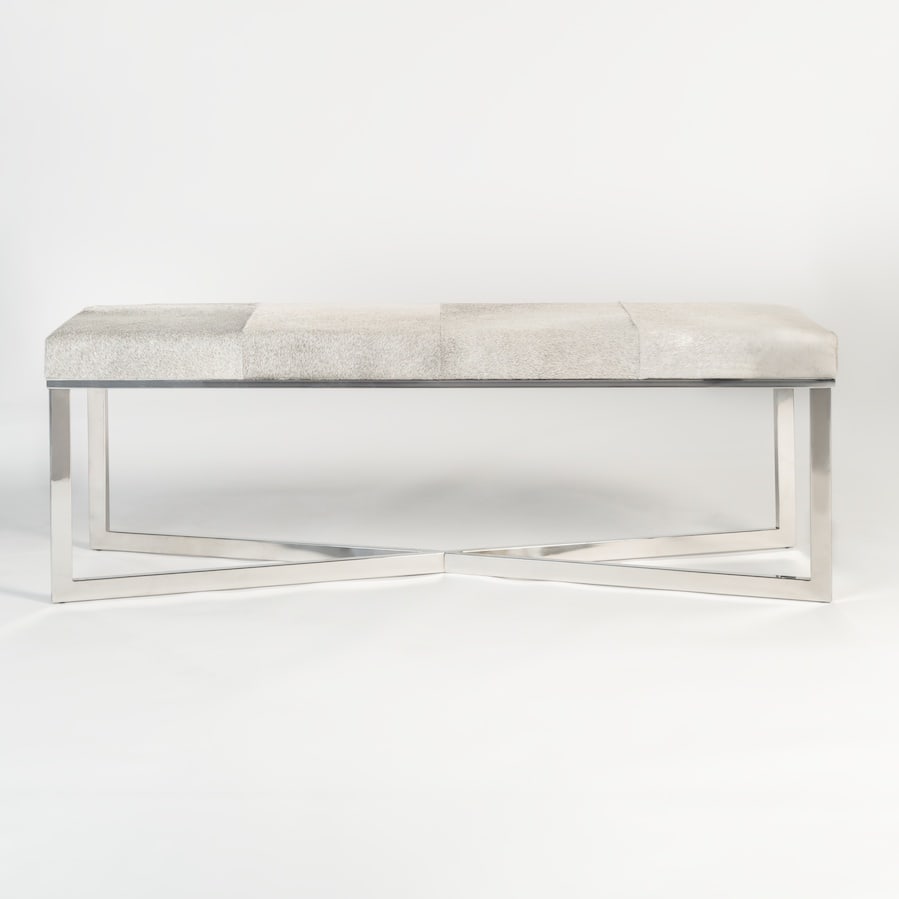 Scottsdale Leather Bench by Alder Tweed with Polished Chrome Finish (1 of 4)