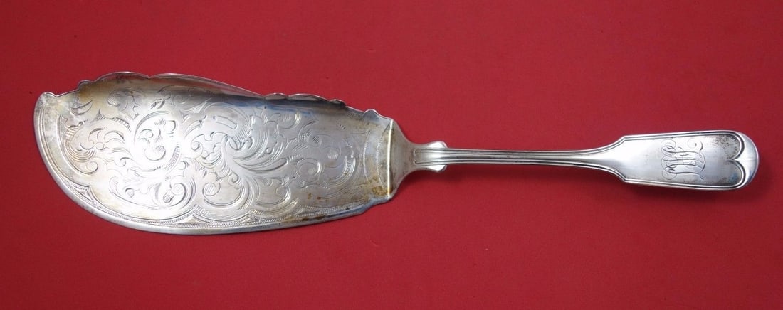 Vanderslice Threaded Sterling Silver Fish Server 12 Inch Monogrammed (1 of 1)