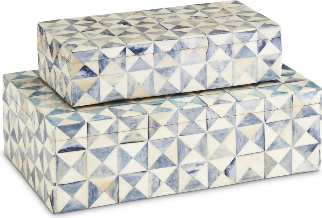 Currey Sky Blue Moroccan Decorative Box Set Artisan Design (1 of 7)
