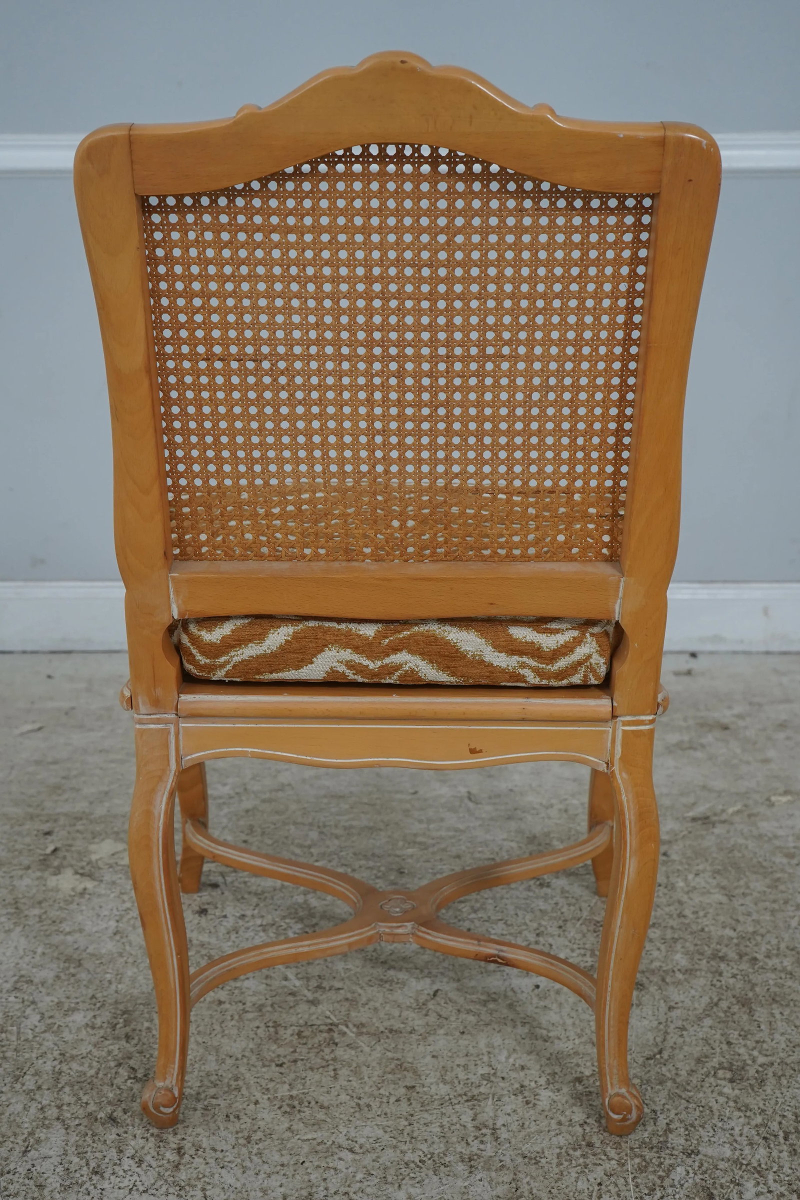 Pair of French Louis XV Cane Back Armchairs with Upholstered Seats - 4