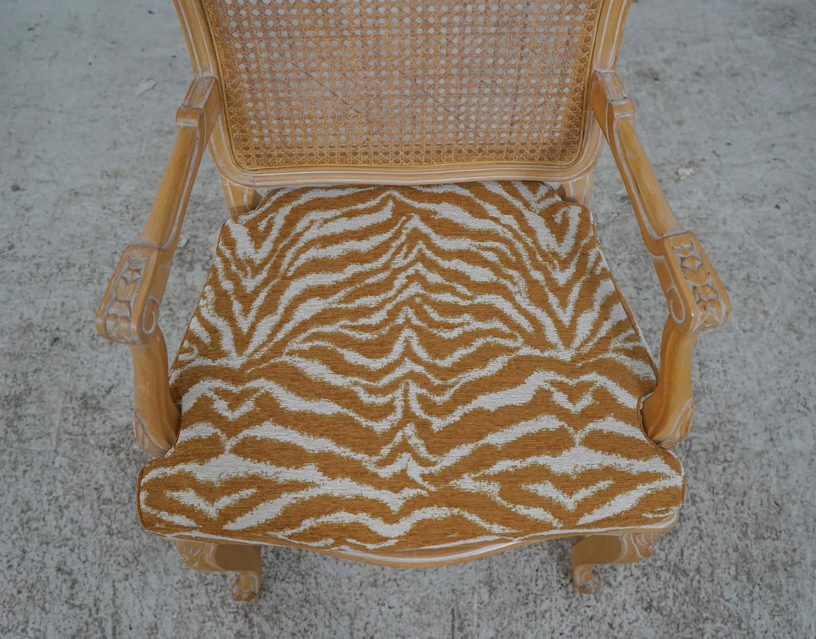 Pair of French Louis XV Cane Back Armchairs with Upholstered Seats - 8