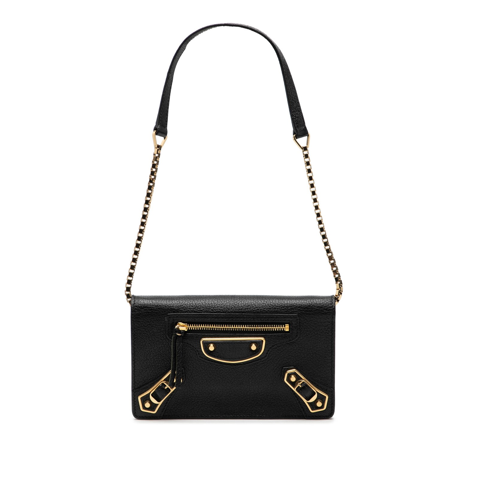 Balenciaga Chevre Motocross Trifold Leather Wallet with Chain Strap (1 of 8)