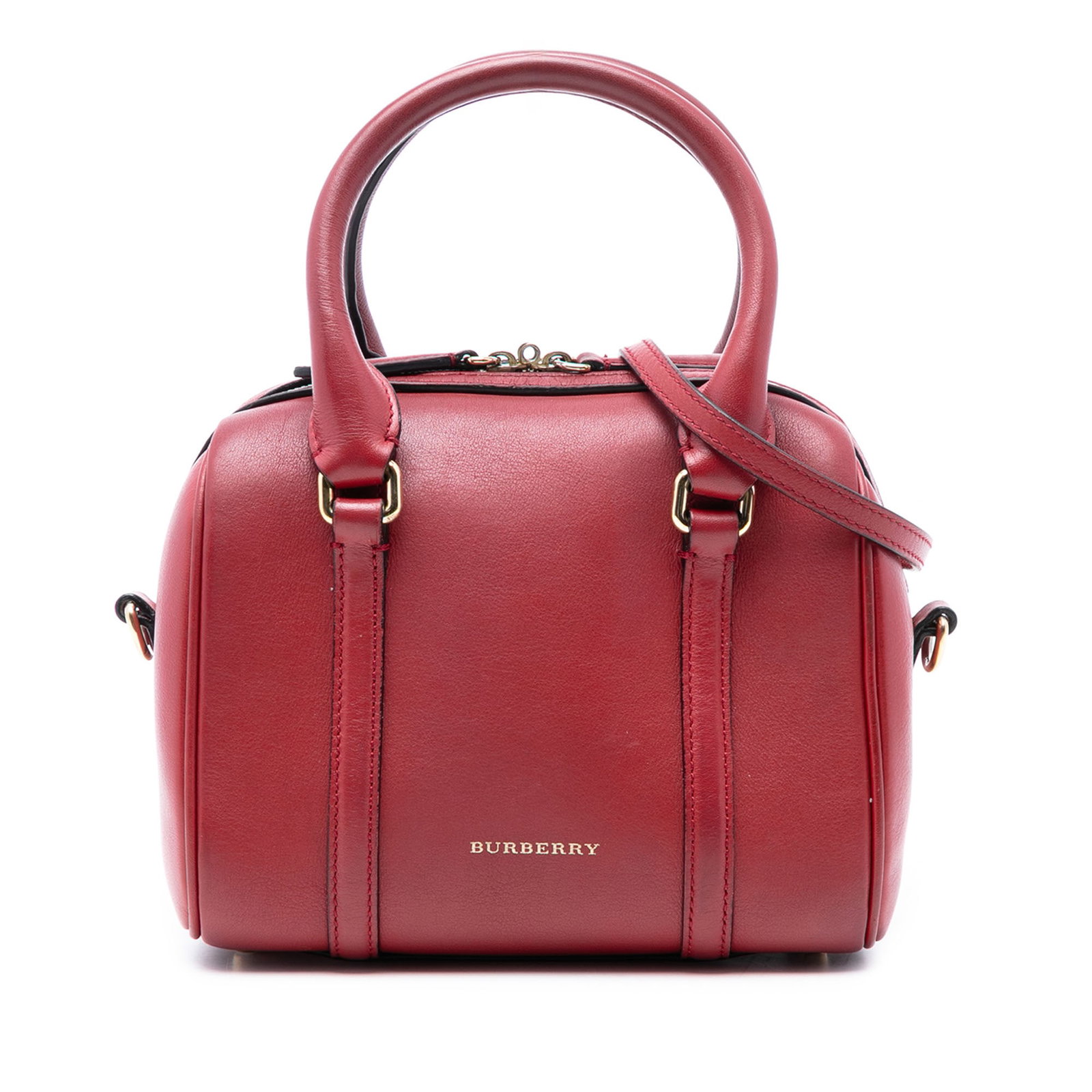Burberry Small Leather Alchester Bowling Bag Red Italy (1 of 7)