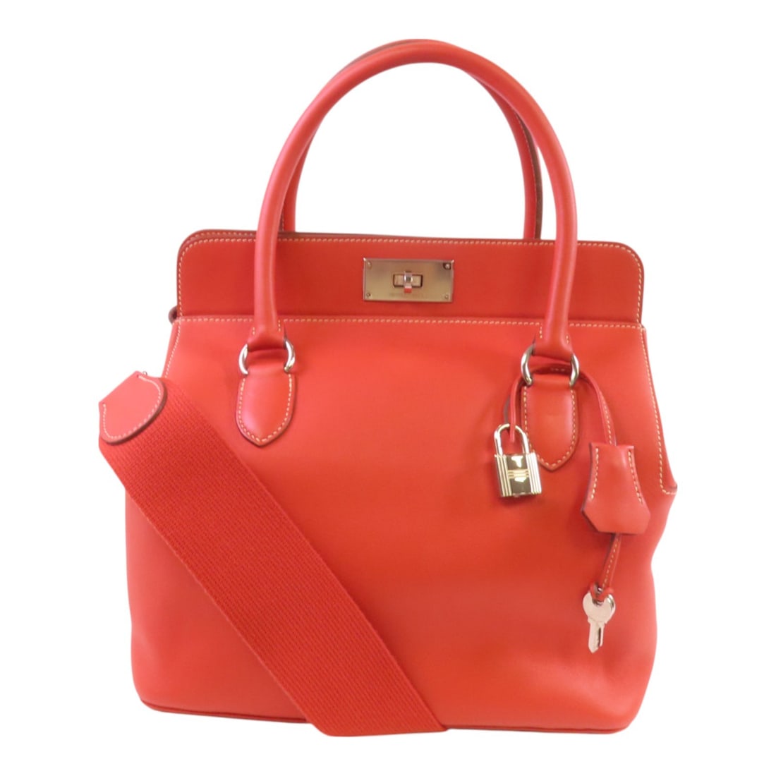 Hermes Toolbox 26 Orange Evercolor Leather Shoulder and Handbag with Palladium Hardware (1 of 16)