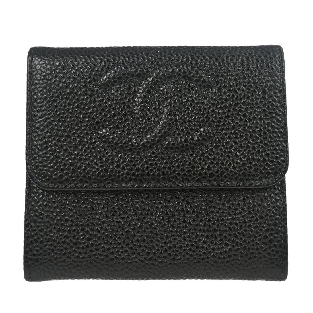 Caviar Leather Folding Bifold Wallet for Women by Chanel: Caviar Leather Folding Bifold Wallet for Women by Chanel This Chanel bifold wallet is crafted from durable black caviar skin leather and features the signature CC pattern. Designed for women, it offer