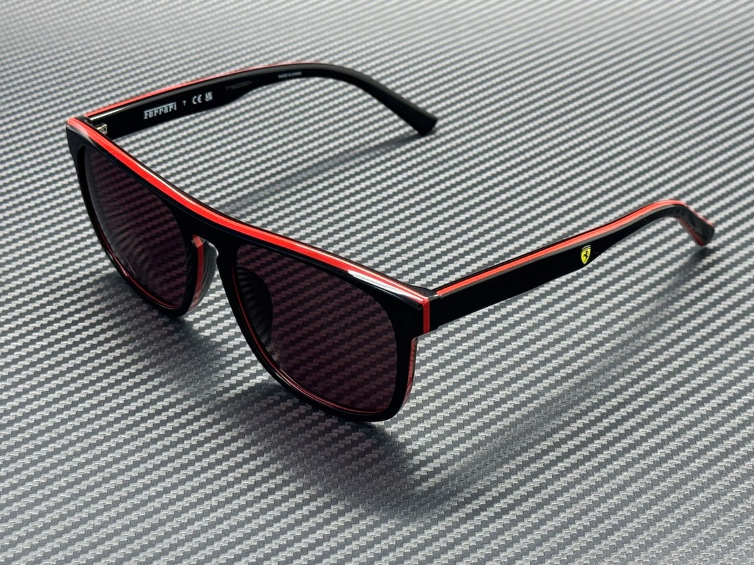 Ferrari FZ6020U 741 1E Shiny Black 57mm Men's Sunglasses with Pouch (1 of 4)