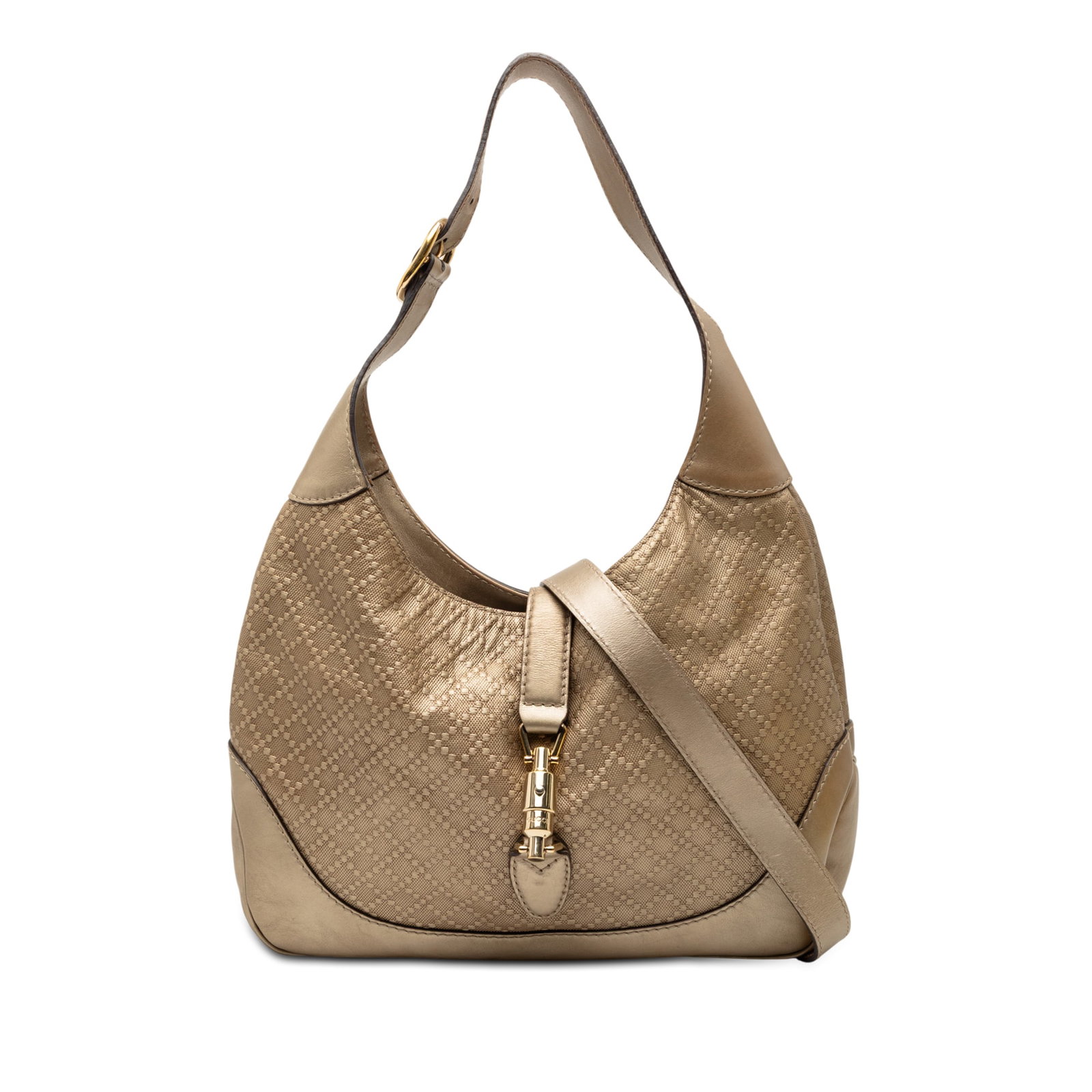 Gucci Jackie O Diamante Embossed Leather Shoulder Bag Gold (1 of 8)