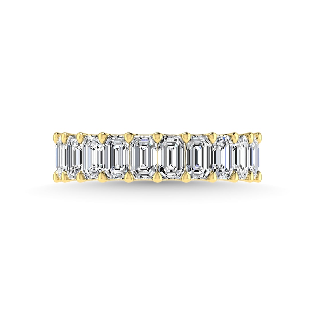 18K Yellow Gold 4 5/8 CT Tw. Emerald Shape Lab Grown Diamond Full Eternity Band: 18K Yellow Gold 4 5/8 CT Tw. Emerald Shape Lab Grown Diamond Full Eternity Band Celebrate everlasting love with our stunning Lab Grown Diamond Full Eternity Wedding Band. Crafted in precious metal, th