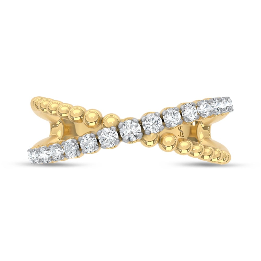 10K Two Tone 1/5 Ct.Tw. Lab Grown Diamond Crossover Fashion Ring: 10K Two Tone 1/5 Ct.Tw. Lab Grown Diamond Crossover Fashion Ring A stylish 10K Two-Tone crossover fashion ring, featuring lab grown diamonds totaling 1/5 Ct.Tw., blending contrasting metal colors with
